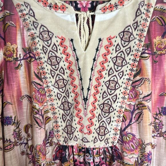 Farmers Market by One World Printed Knit Velvet Bib Bell Sleeve Top size XL - Picture 10 of 12